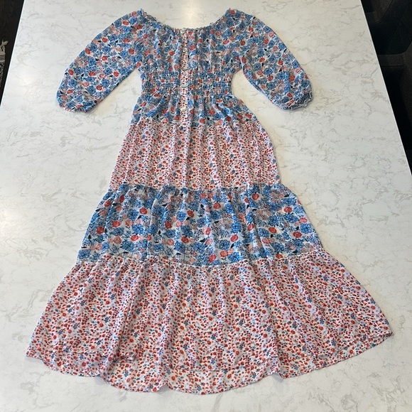 Anthro Fig & Flower Long Sleeve Floral Smocked Tiered Boho Peasant Maxi Dress L - Picture 10 of 17